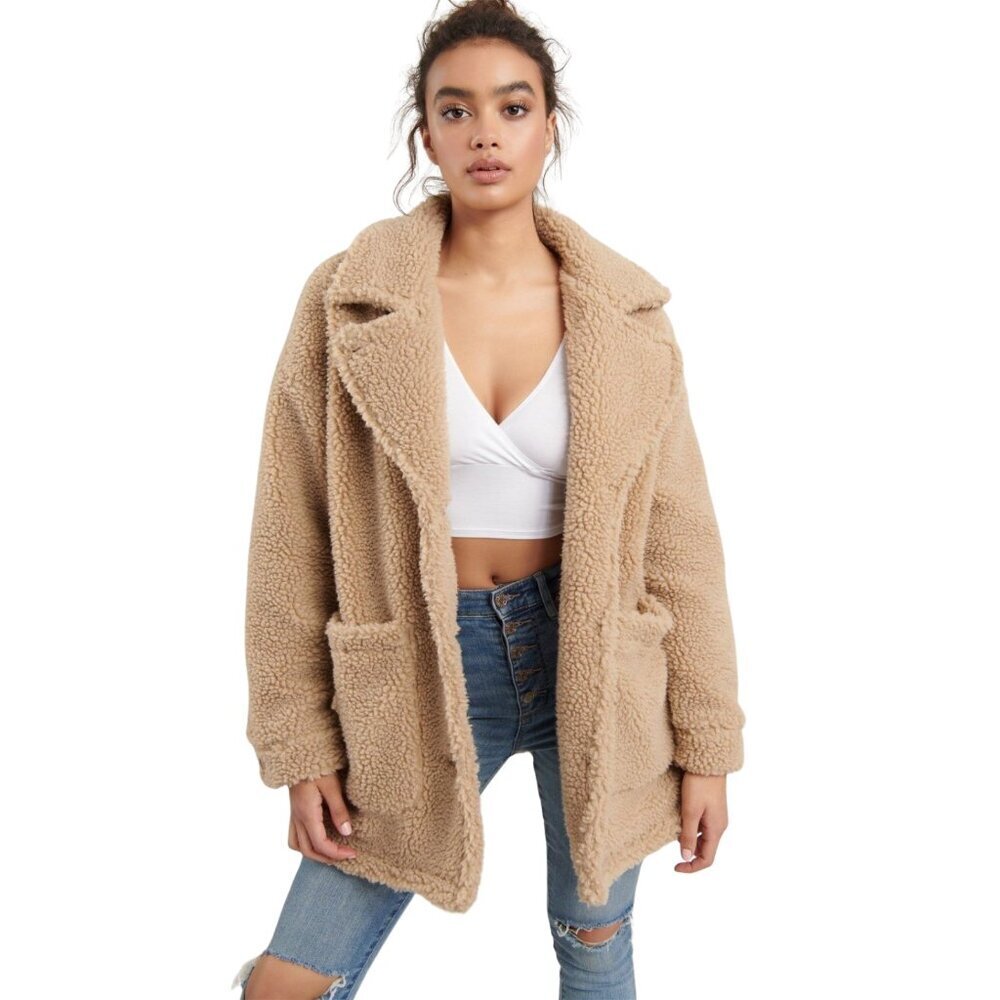 C&C California Teddy Sherpa Coat Jacket Oversized Winter Cozy Chic - Large